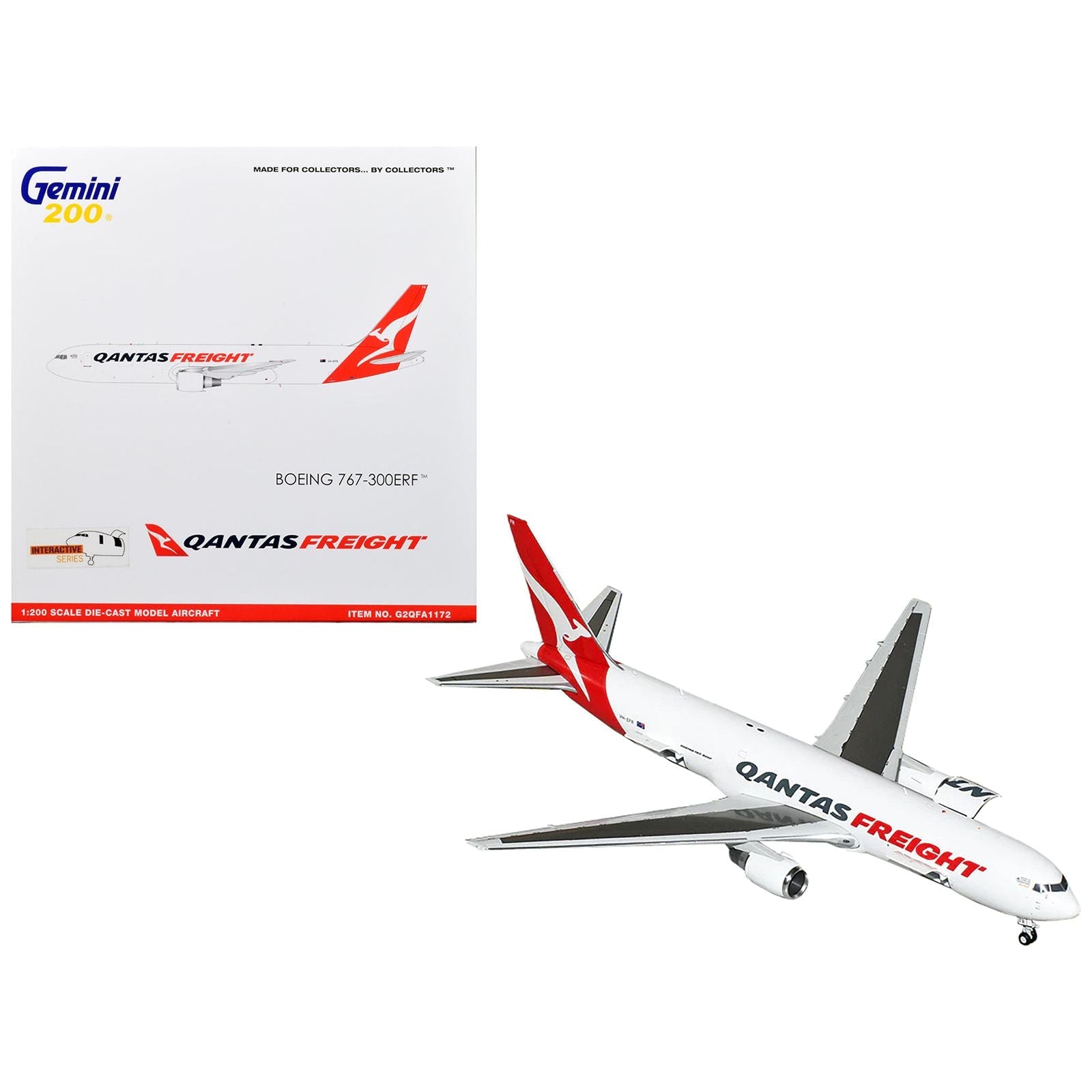 Boeing 767 - 300ERF Commercial Aircraft "Qantas Freight" White with Red Tail "Gemini 200 - Interactive" Series 1/200 Diecast Model Airplane by GeminiJets - GeminiJets - ModelCars.com