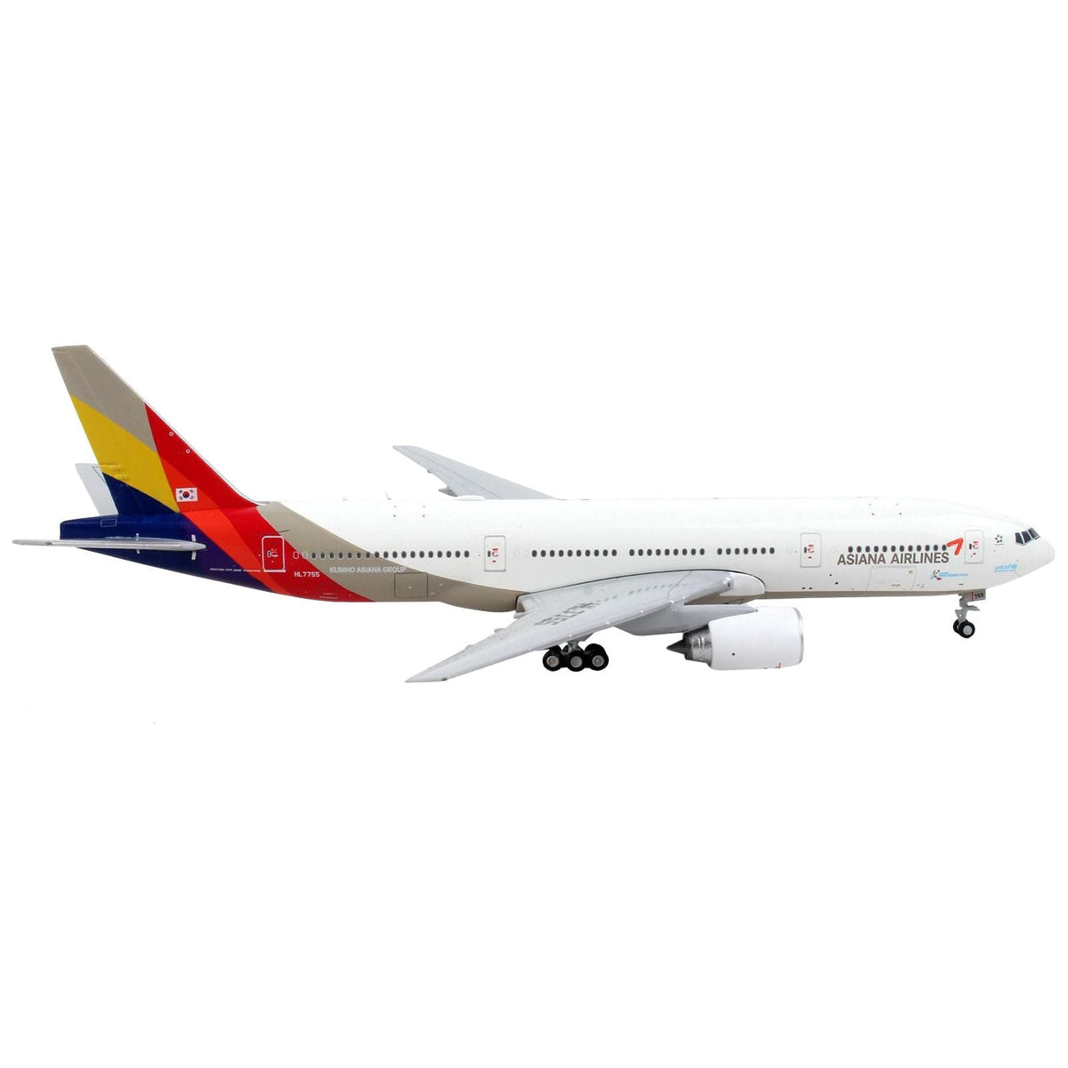 Boeing 777-200ER Commercial Aircraft "Asiana Airlines" White with Tail Graphics 1/400 Diecast Model Airplane by GeminiJets-GeminiJets-ModelCars.com