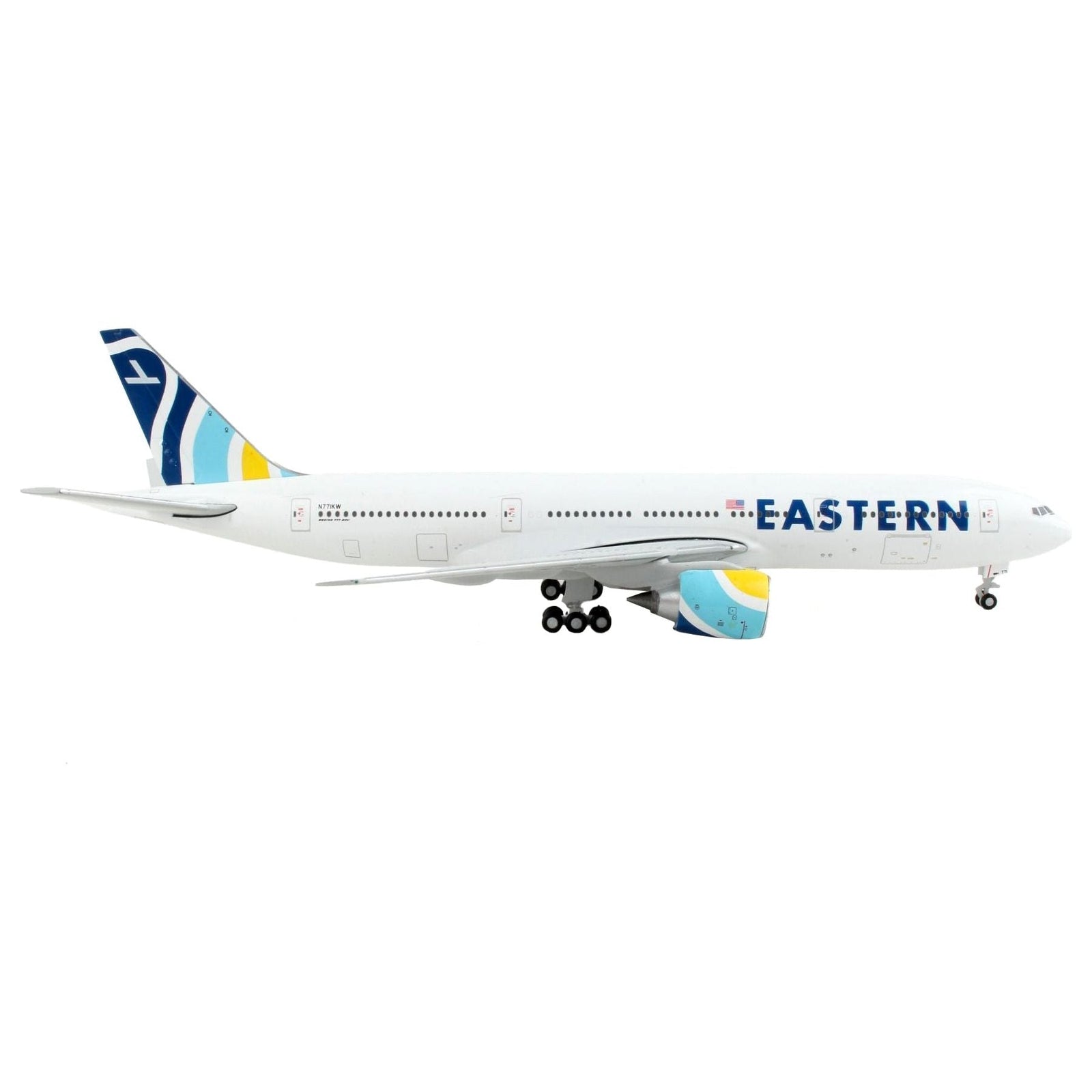 Boeing 777 - 200ER Commercial Aircraft "Eastern Air Lines" White with Striped Tail 1/400 Diecast Model Airplane by GeminiJets - GeminiJets - ModelCars.com