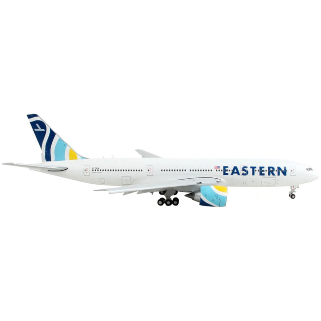 Boeing 777 - 200ER Commercial Aircraft with Flaps Down "Eastern Air Lines" White with Striped Tail 1/400 Diecast Model Airplane by GeminiJets - GeminiJets - ModelCars.com
