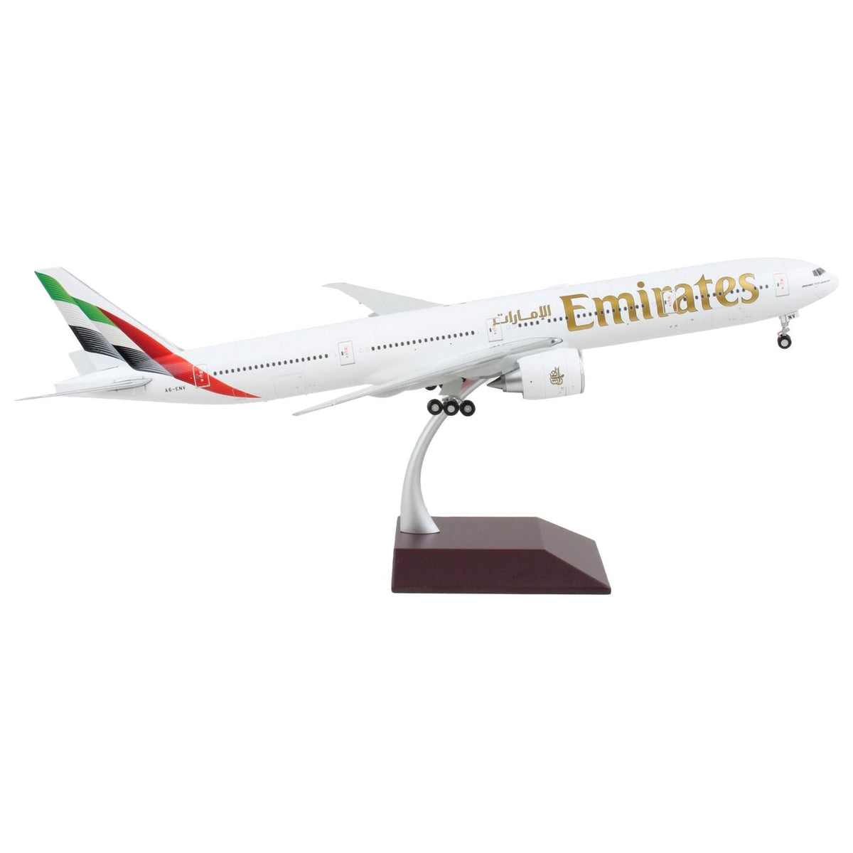 Boeing 777-300ER Commercial Aircraft "Emirates Airlines - 2023 Livery" White with Striped Tail "Gemini 200" Series 1/200 Diecast Model Airplane by GeminiJets-GeminiJets-ModelCars.com