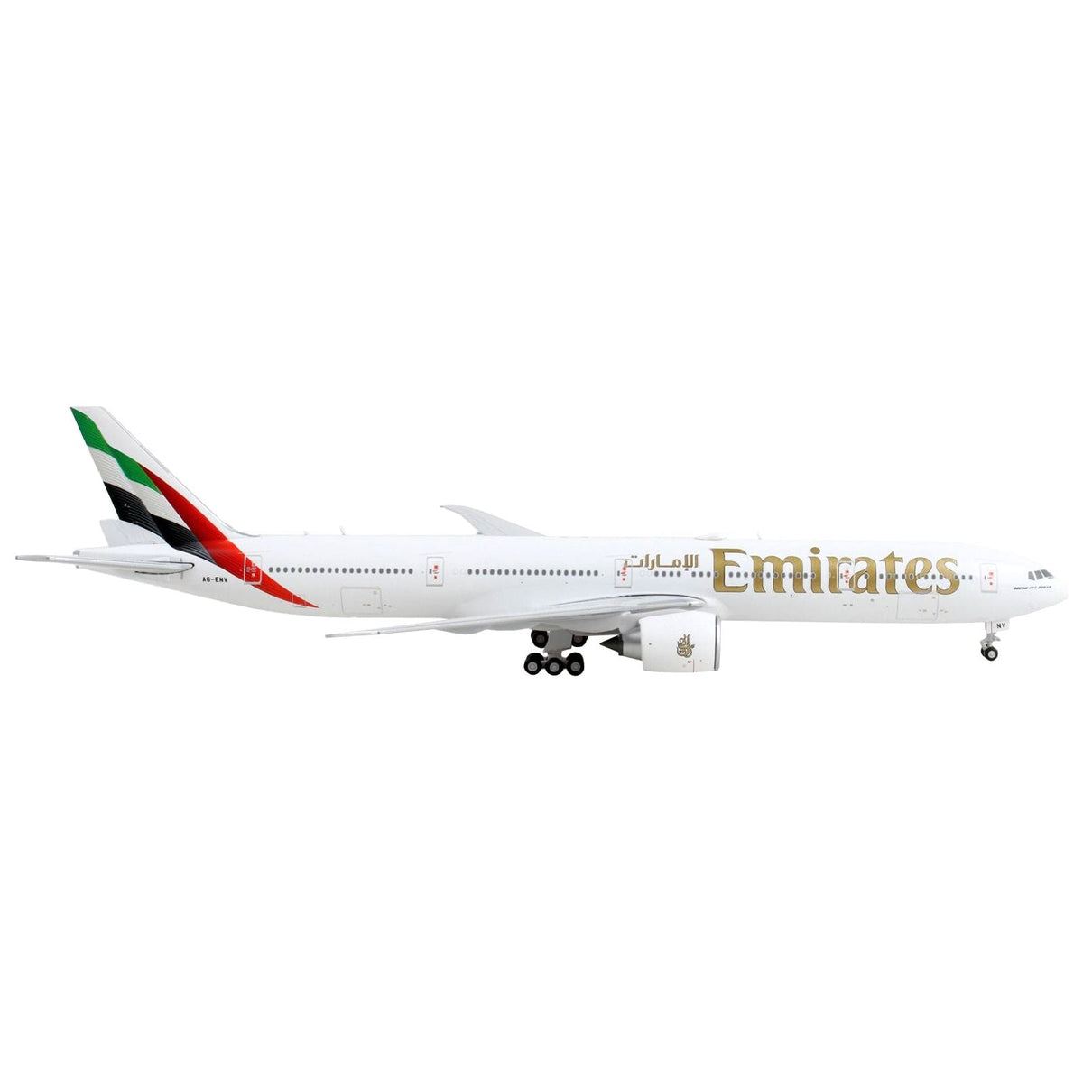Boeing 777-300ER Commercial Aircraft "Emirates Airlines" White with Tail Stripes 1/400 Diecast Model Airplane by GeminiJets-GeminiJets-ModelCars.com