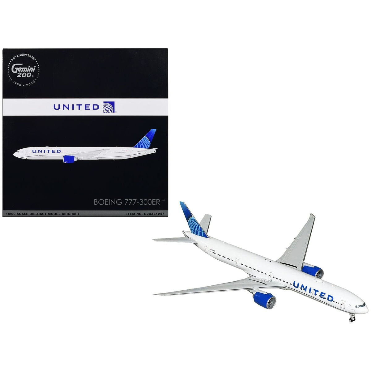 Boeing 777-300ER Commercial Aircraft "United Airlines" White with Blue Tail "Gemini 200" Series 1/200 Diecast Model Airplane by GeminiJets-GeminiJets-ModelCars.com