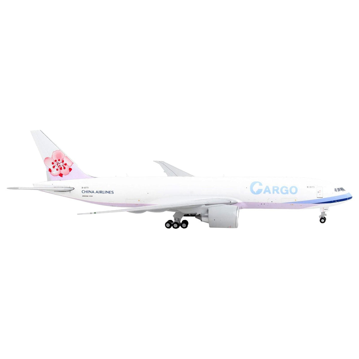 Boeing 777F Commercial Aircraft "China Airlines Cargo" White with Purple Stripes and Tail 1/400 Diecast Model Airplane by GeminiJets - GeminiJets - ModelCars.com