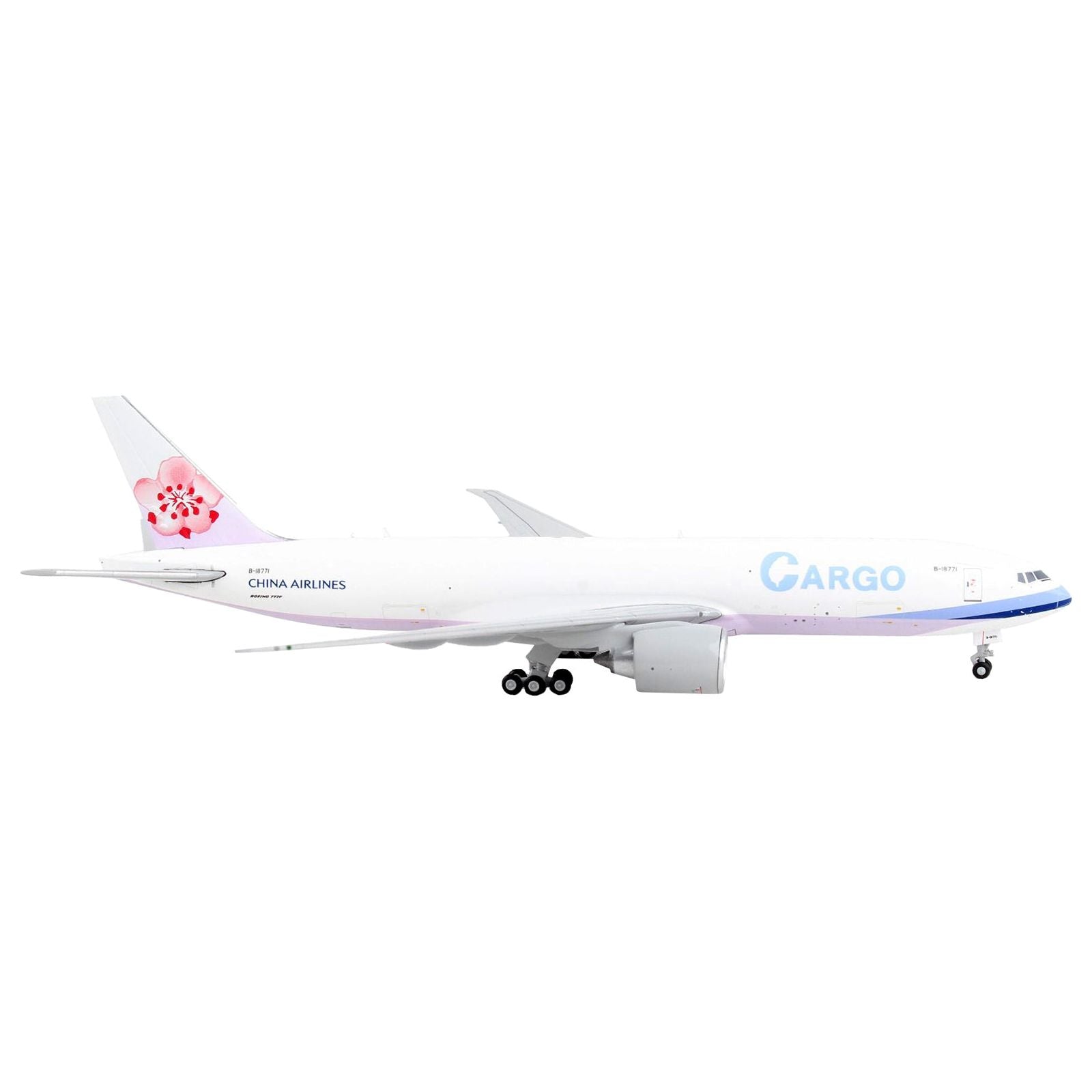 Boeing 777F Commercial Aircraft "China Airlines Cargo" White with Purple Stripes and Tail 1/400 Diecast Model Airplane by GeminiJets - GeminiJets - ModelCars.com