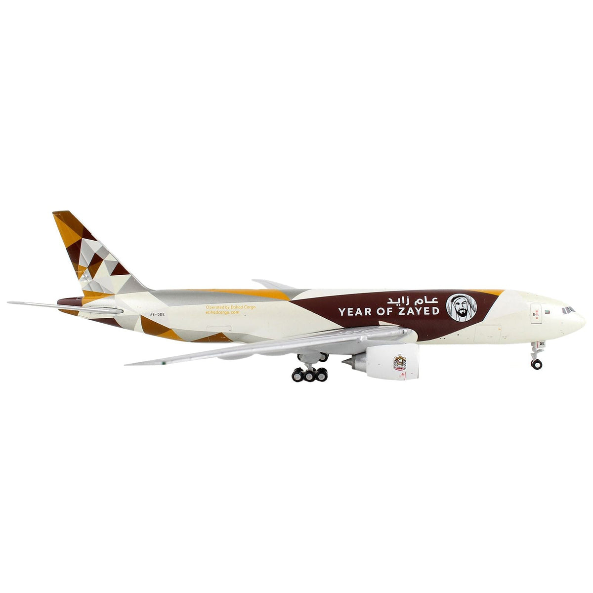 Boeing 777F Commercial Aircraft "Etihad Cargo - Year of Zayed" White with Graphics 1/400 Diecast Model Airplane by GeminiJets-GeminiJets-ModelCars.com