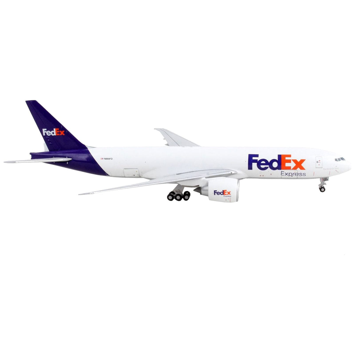 Boeing 777F Commercial Aircraft "Federal Express (Fedex)" White with Purple Tail "Interactive Series" 1/400 Diecast Model Airplane by GeminiJets-GeminiJets-ModelCars.com
