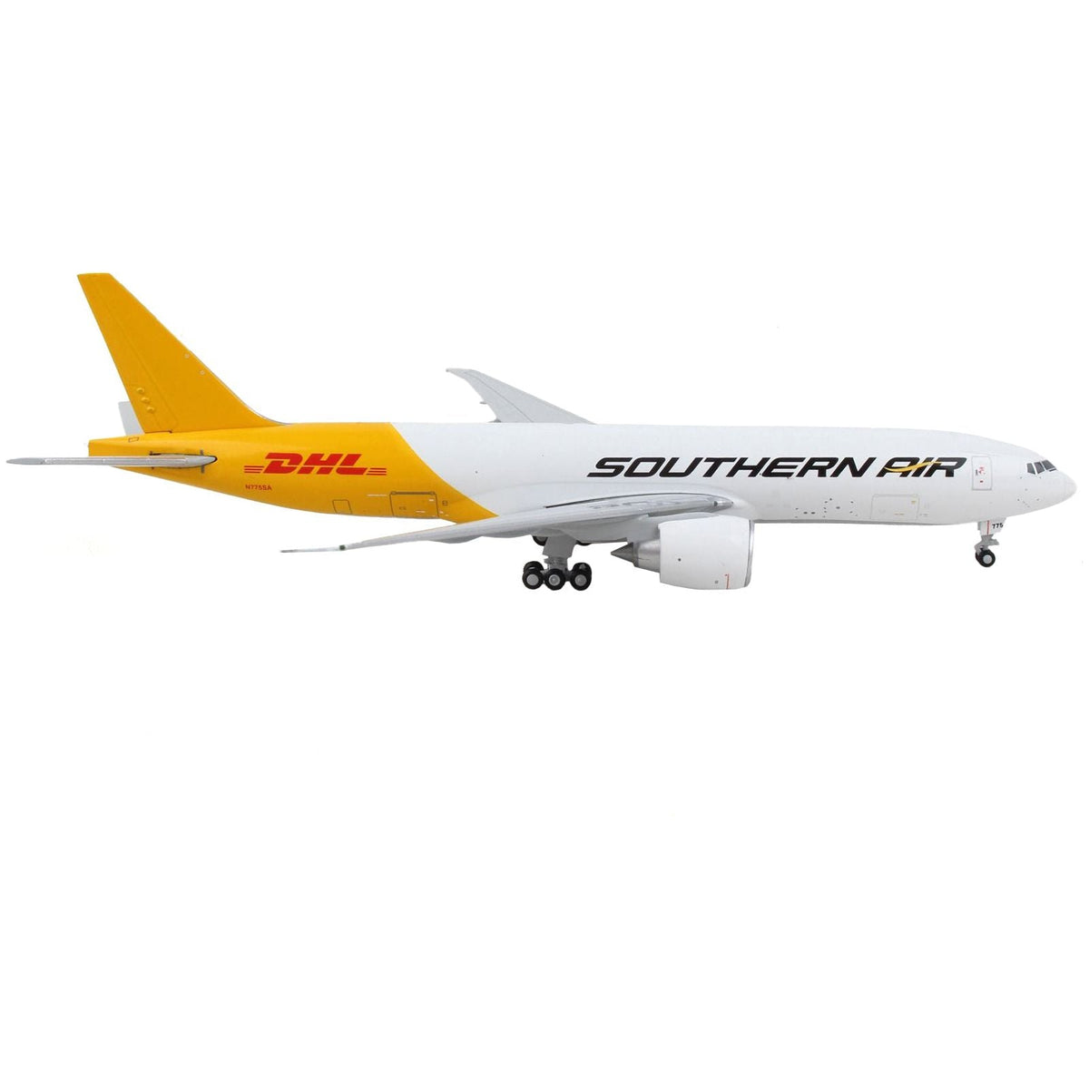 Boeing 777F Commercial Aircraft "Southern Air - DHL" White and Yellow 1/400 Diecast Model Airplane by GeminiJets - GeminiJets - ModelCars.com