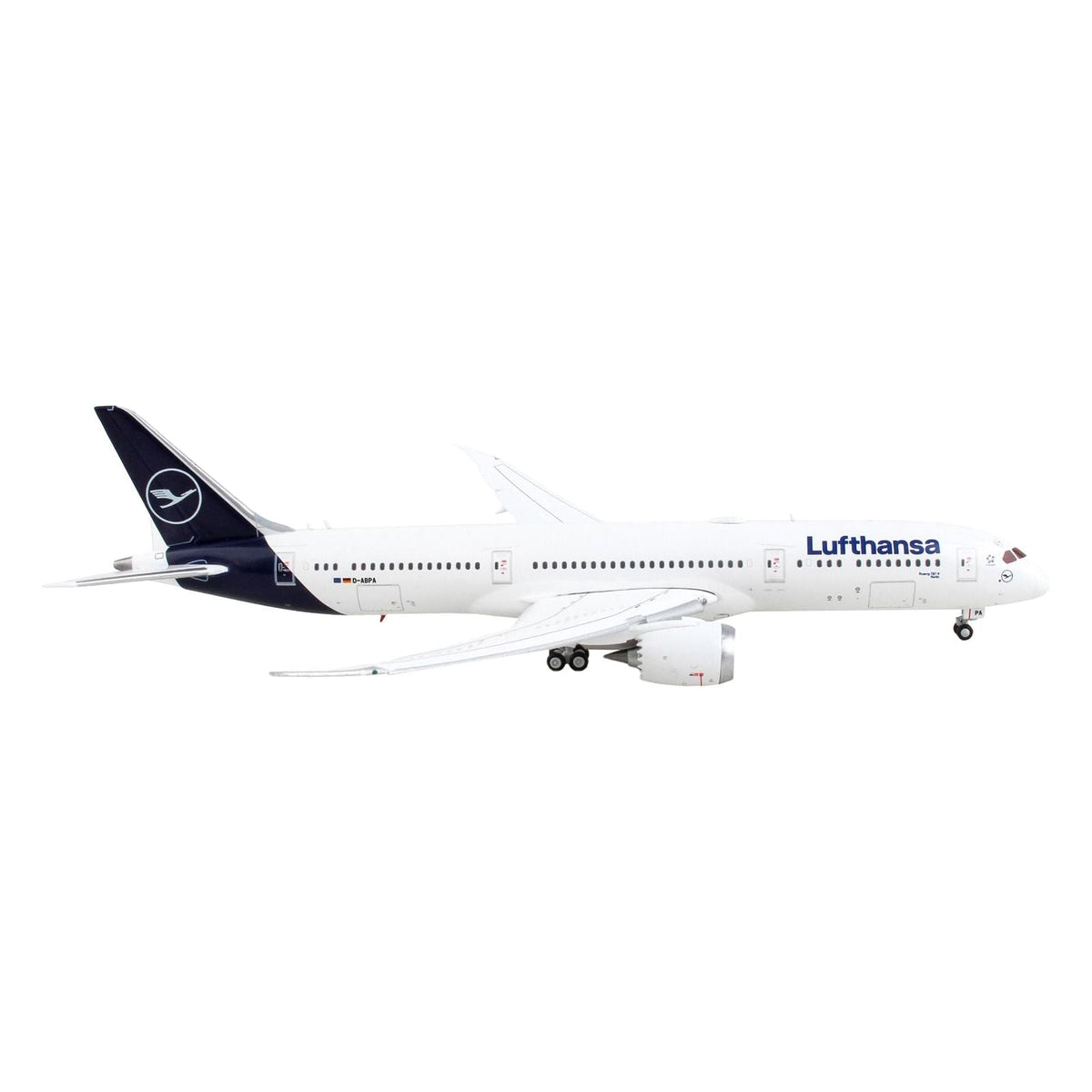 Boeing 787 - 9 Commercial Aircraft with Flaps Down "Lufthansa" White with Dark Blue Tail 1/400 Diecast Model Airplane by GeminiJets - GeminiJets - ModelCars.com