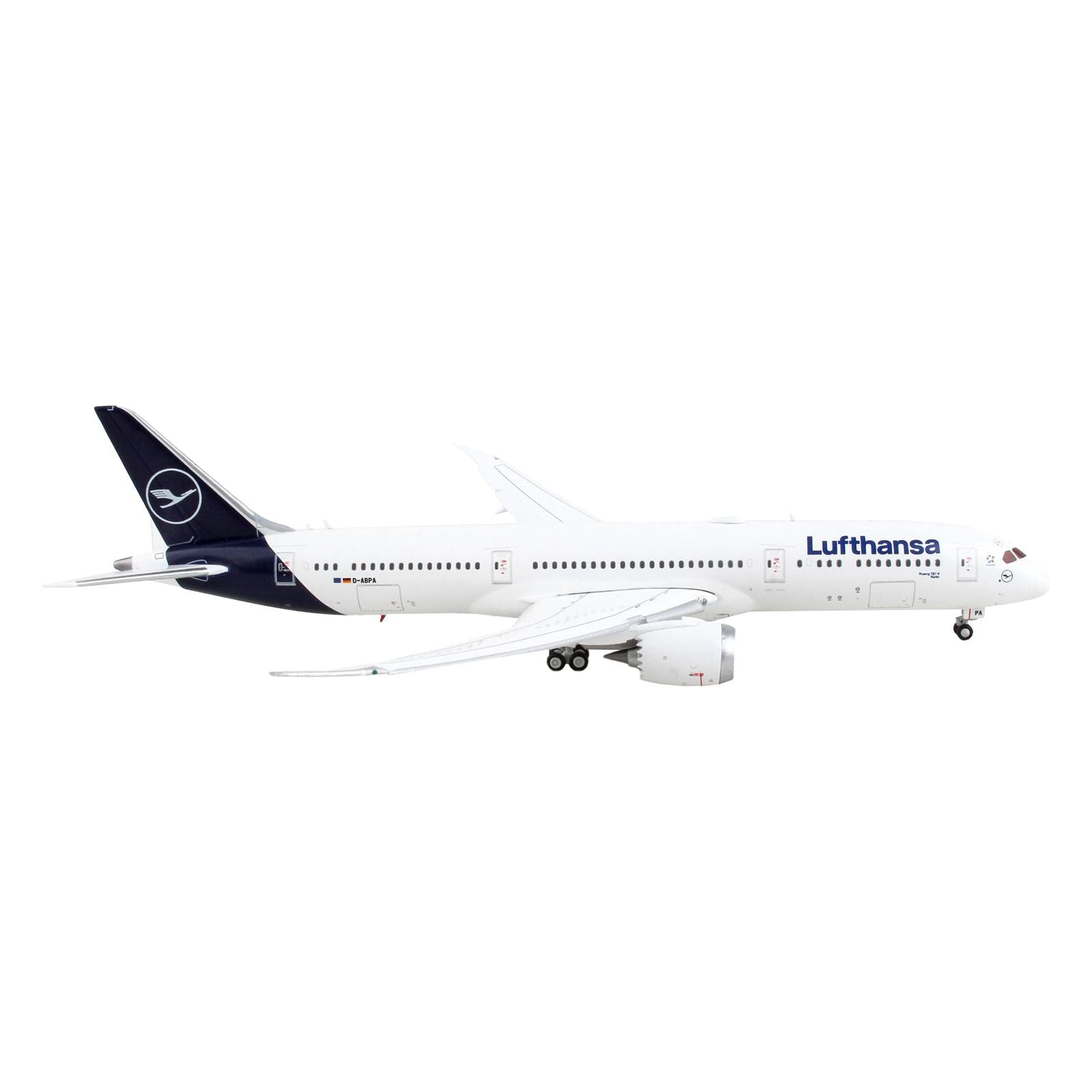 Boeing 787 - 9 Commercial Aircraft with Flaps Down "Lufthansa" White with Dark Blue Tail 1/400 Diecast Model Airplane by GeminiJets - GeminiJets - ModelCars.com