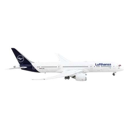 Boeing 787 - 9 Commercial Aircraft with Flaps Down "Lufthansa" White with Dark Blue Tail 1/400 Diecast Model Airplane by GeminiJets - GeminiJets - ModelCars.com