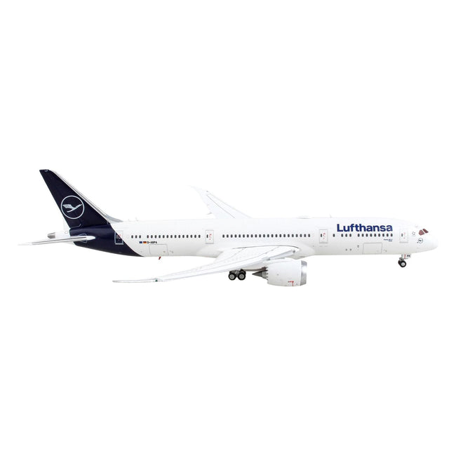 Boeing 787 - 9 Commercial Aircraft with Flaps Down "Lufthansa" White with Dark Blue Tail 1/400 Diecast Model Airplane by GeminiJets - GeminiJets - ModelCars.com