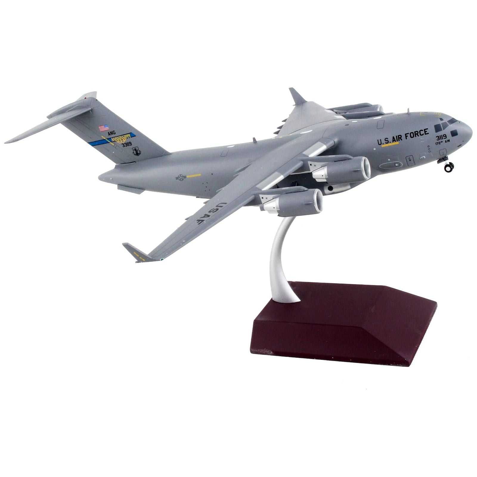 Boeing C - 17 Globemaster III Transport Aircraft "Mississippi Air National Guard" United States Air Force "Gemini 200" Series 1/200 Diecast Model Airplane by GeminiJets - GeminiJets - ModelCars.com