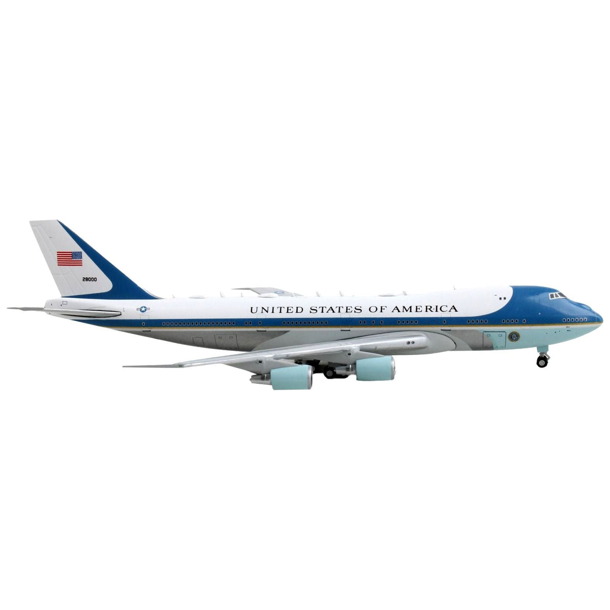 Boeing VC-25 Commercial Aircraft "Air Force One - United States of America" White and Blue 1/400 Diecast Model Airplane by GeminiJets-GeminiJets-ModelCars.com