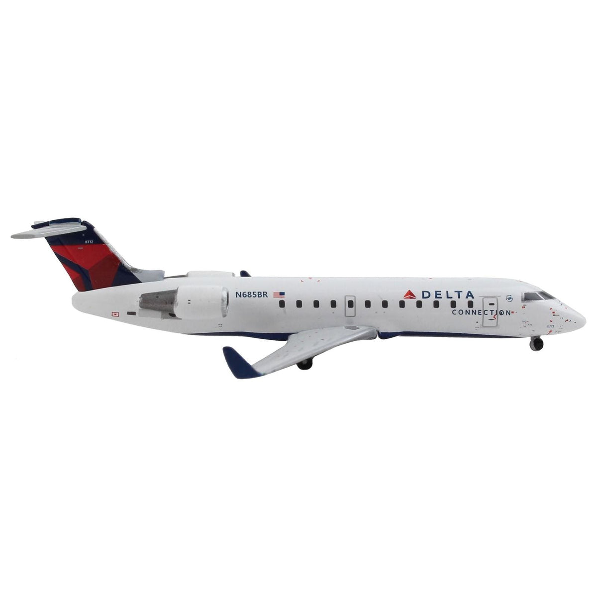 Bombardier CRJ200 Commercial Aircraft "Delta Connection" (N685BR) White with Red and Blue Tail 1/400 Diecast Model Airplane by GeminiJets-GeminiJets-ModelCars.com