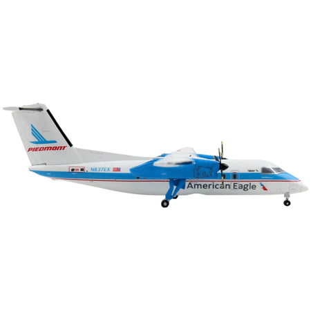Bombardier Dash 8-100 Commercial Aircraft "American Airlines - American Eagle - Piedmont Airlines" White with Blue Stripes 1/400 Diecast Model Airplane by GeminiJets-GeminiJets-ModelCars.com