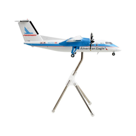 Bombardier Dash 8-100 Commercial Aircraft "American Eagle - Piedmont Airlines" White with Blue Stripes "Gemini 200" Series 1/200 Diecast Model Airplane by GeminiJets-GeminiJets-ModelCars.com