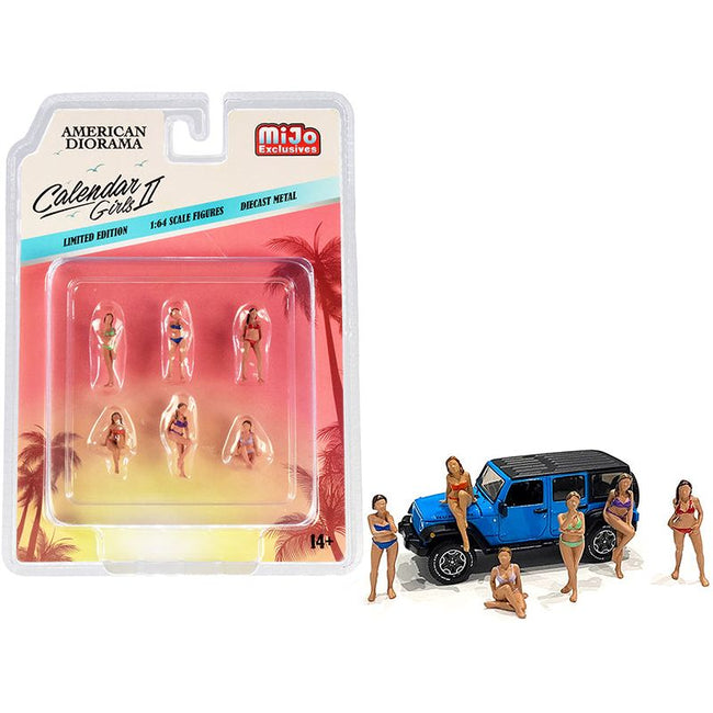 "Calendar Girls" 6 piece Diecast Figurine Set Release 2 for 1/64 Scale Models by American Diorama-American Diorama-ModelCars.com