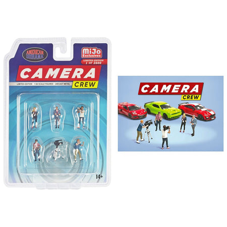 "Camera Crew" 6 piece Diecast Figure Set (5 Figures 1 camera) Limited Edition to 3600 pieces Worldwide for 1/64 Scale Models by American Diorama-American Diorama-ModelCars.com