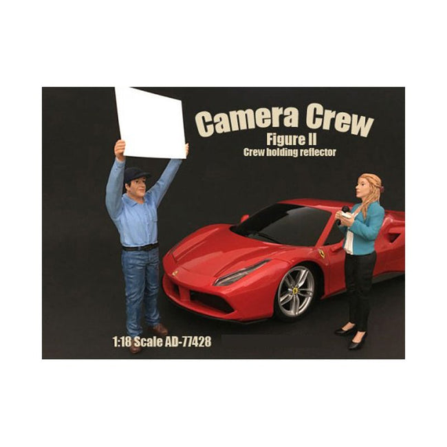 Camera Crew Figure II "Crew Holding Reflector" For 1:18 Scale Models by American Diorama-American Diorama-ModelCars.com