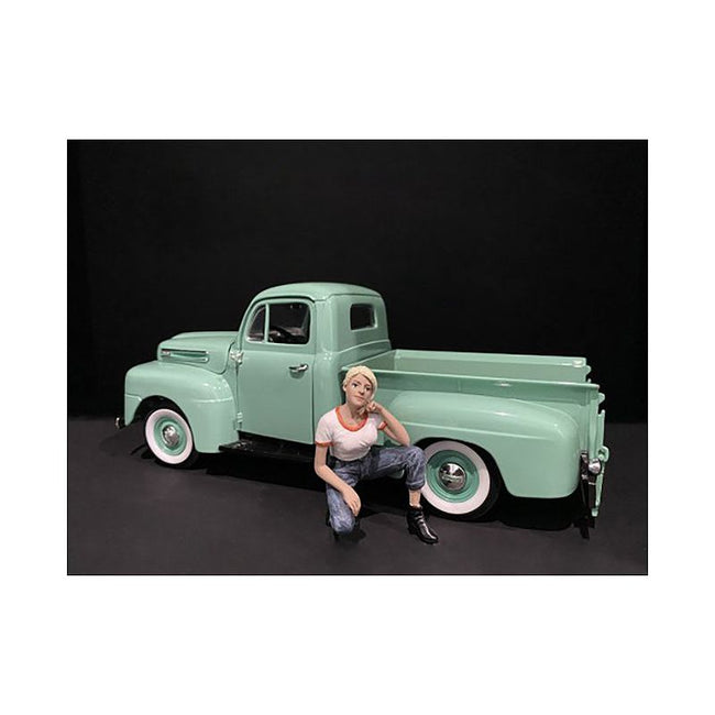Car Girl in Tee Michelle Figurine for 1/18 Scale Models by American Diorama-American Diorama-ModelCars.com
