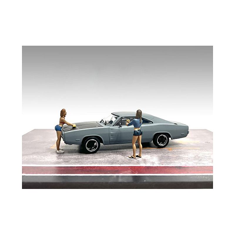 "Car Wash Girls" Set 2 Jessica and Jennifer 2 Piece Figure Set for 1/43 Scale Models by American Diorama - American Diorama - ModelCars.com