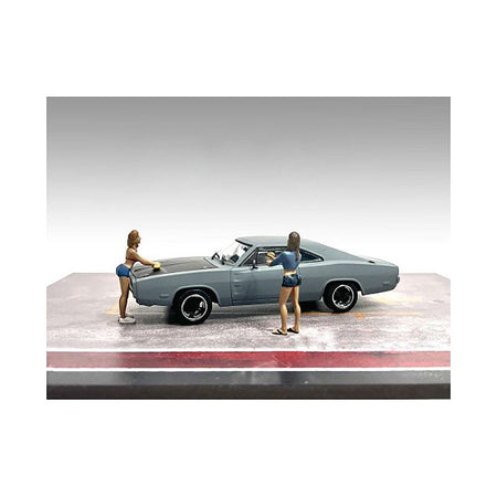 "Car Wash Girls" Set 2 Jessica and Jennifer 2 Piece Figure Set for 1/43 Scale Models by American Diorama - American Diorama - ModelCars.com
