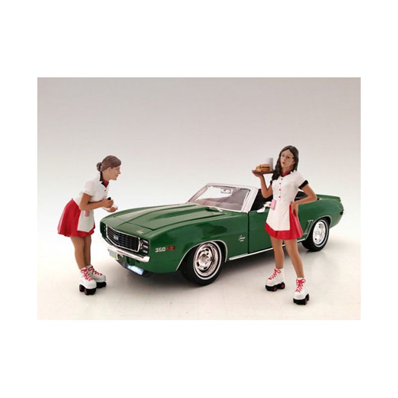 Carhop Waitress Brittany and Grace 2 piece Figurine Set for 1/24 Models by American Diorama - American Diorama - ModelCars.com