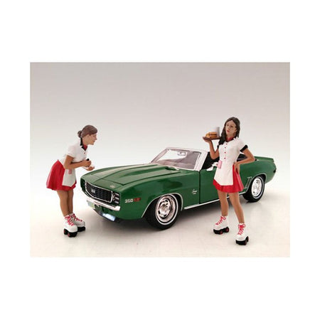 Carhop Waitress Brittany and Grace 2 piece Figurine Set for 1/24 Models by American Diorama-American Diorama-ModelCars.com