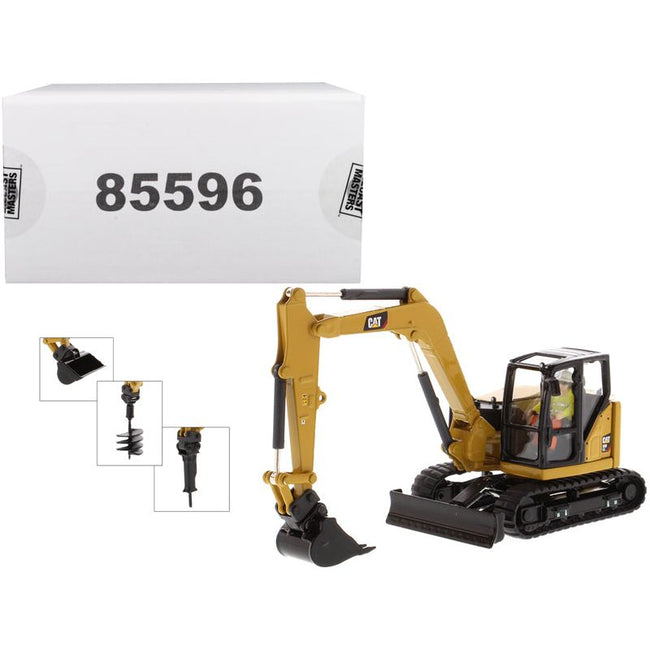CAT Caterpillar 308 CR Next Generation Mini Hydraulic Excavator with Work Tools and Operator "High Line" Series 1/50 Diecast Model by Diecast Masters-Diecast Masters-ModelCars.com