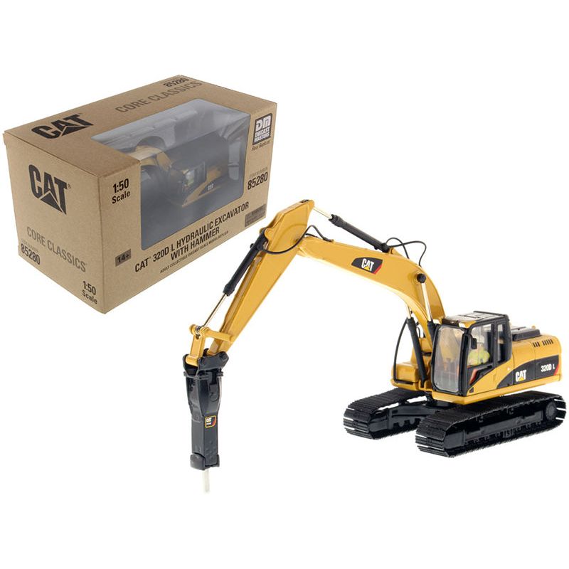 CAT Caterpillar 320D L Hydraulic Excavator with Hammer and Operator "Core Classics Series" 1/50 Diecast Model by Diecast Masters - Diecast Masters - ModelCars.com