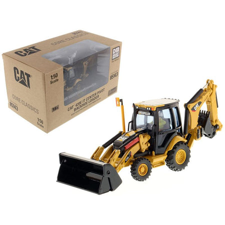 CAT Caterpillar 420E Center Pivot Backhoe Loader with Working Tools with Operator "Core Classics Series" 1/50 Diecast Model by Diecast Masters-Diecast Masters-ModelCars.com