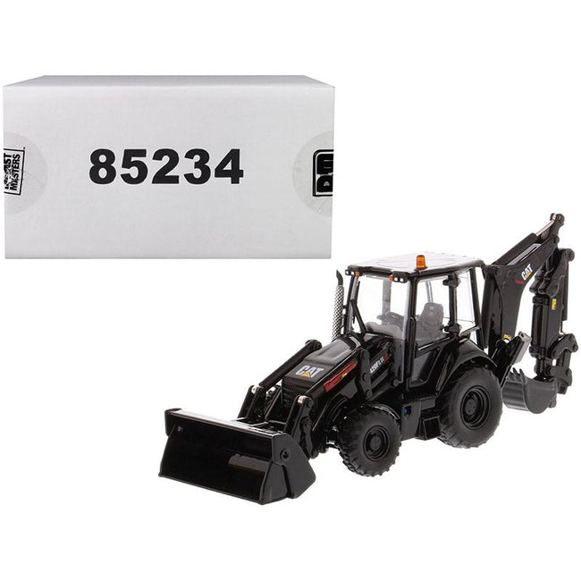 CAT Caterpillar 420F2 IT Backhoe Loader Special Black Paint Finish with Work Tools and Two Figurines "30th Anniversary Edition" "High Line Series" 1/50 Diecast Model by Diecast Masters - Diecast Masters - ModelCars.com