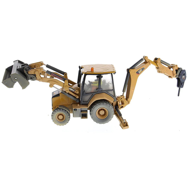 CAT Caterpillar 420F2 IT Backhoe Loader with Operator Yellow "Weathered Series" 1/50 Diecast Model by Diecast Masters-Diecast Masters-ModelCars.com