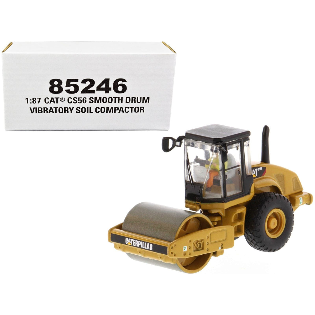 CAT Caterpillar CS56 Smooth Drum Vibratory Soil Compactor with Operator "High Line" Series 1/87 (HO) Scale Diecast Model by Diecast Masters-Diecast Masters-ModelCars.com