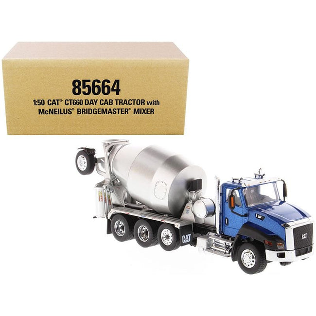 CAT Caterpillar CT660 Day Cab Tractor with McNeilus Concrete Mixer Truck Blue Metallic 1/50 Diecast Model by Diecast Masters - Diecast Masters - ModelCars.com