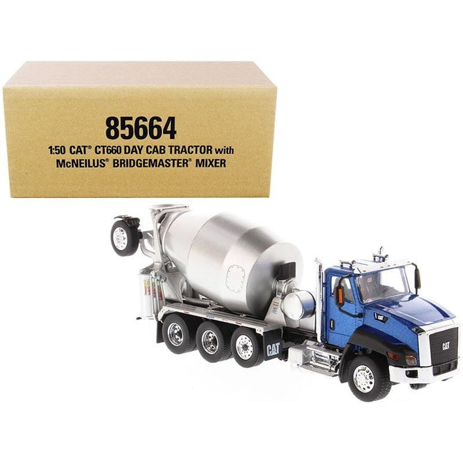 CAT Caterpillar CT660 Day Cab Tractor with McNeilus Concrete Mixer Truck Blue Metallic 1/50 Diecast Model by Diecast Masters-Diecast Masters-ModelCars.com