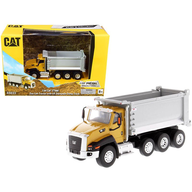 CAT Caterpillar CT660 Day Cab Tractor with OX Stampede Dump Truck "Play & Collect!" Series 1/64 Diecast Model by Diecast Masters-Diecast Masters-ModelCars.com