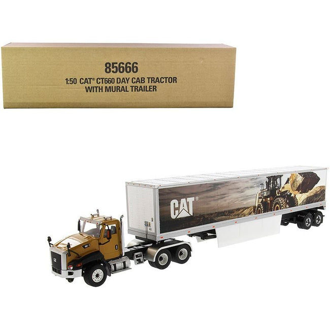 CAT Caterpillar CT660 Day Cab with Caterpillar Mural Dry Van Trailer "Transport Series" 1/50 Diecast Model by Diecast Masters-Diecast Masters-ModelCars.com