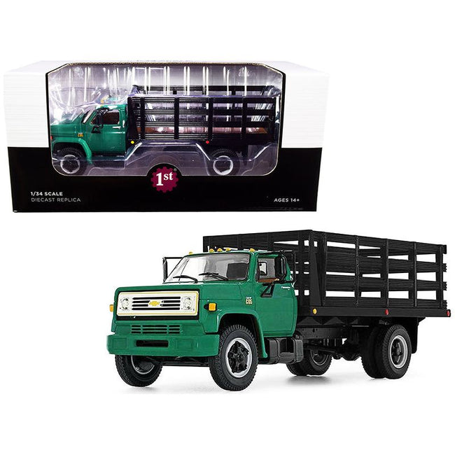 Chevrolet C65 Stake Truck Green and Black 1/34 Diecast Model by First Gear - First Gear - ModelCars.com