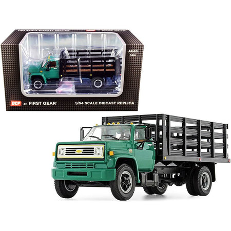 Chevrolet C65 Stake Truck Green and Black 1/64 Diecast Model by DCP/First Gear-First Gear-ModelCars.com
