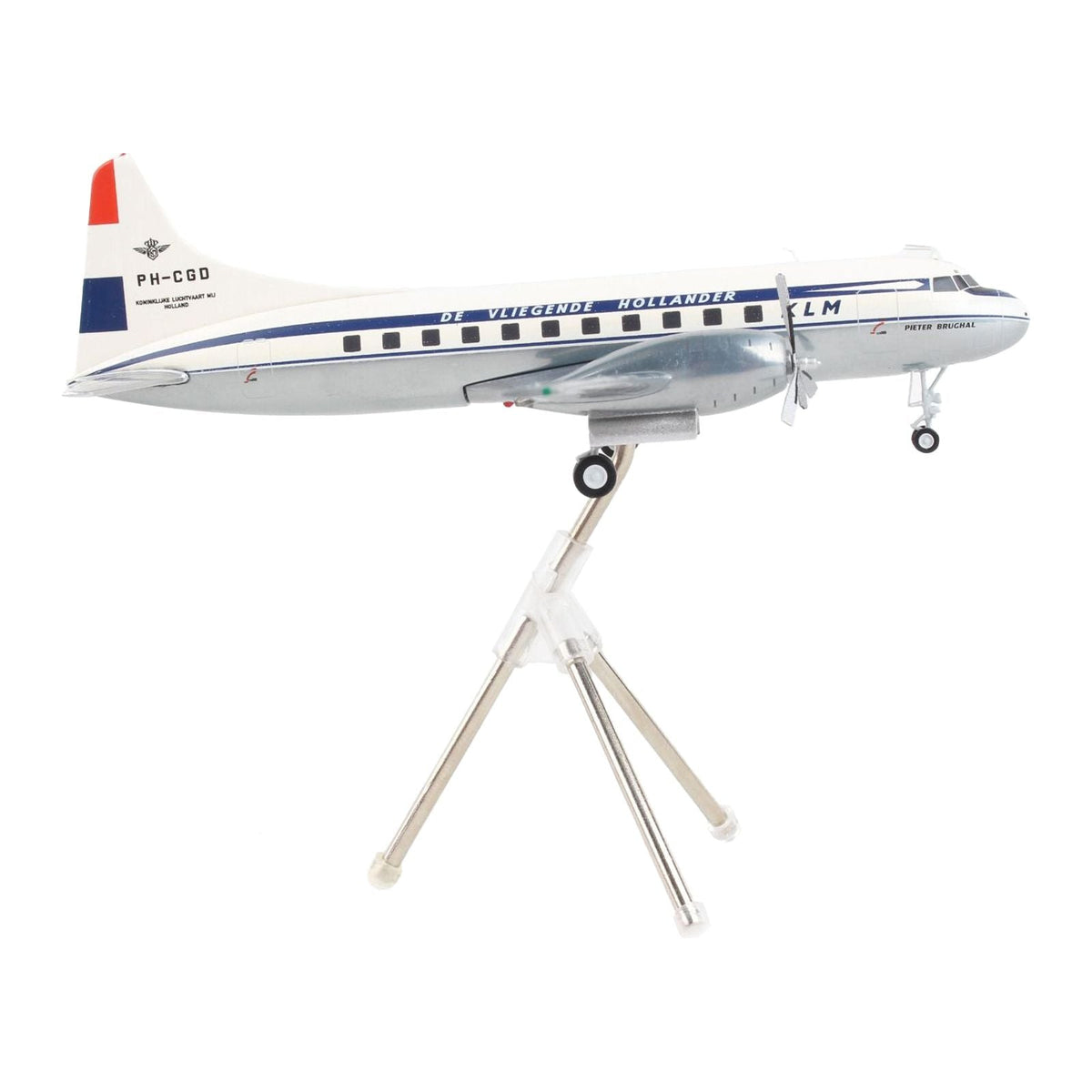 Convair CV-340 Commercial Aircraft "Royal Dutch Airlines - The Flying Dutchman" White with Dark Blue Stripes "Gemini 200" Series 1/200 Diecast Model Airplane by GeminiJets-GeminiJets-ModelCars.com
