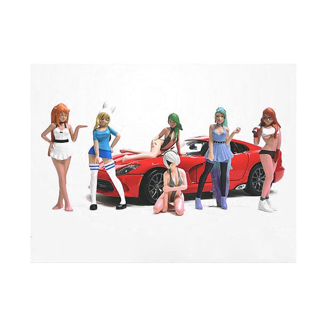 "Cosplay Girls" 6 piece Figure Set for 1/24 Scale Models by American Diorama-American Diorama-ModelCars.com