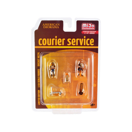 "Courier Service" 5 Piece Diecast Figures Set (2 Worker Figures and 3 accessories) Limited Edition to 4800 pieces Worldwide for 1/64 Scale Models by American Diorama - American Diorama - ModelCars.com