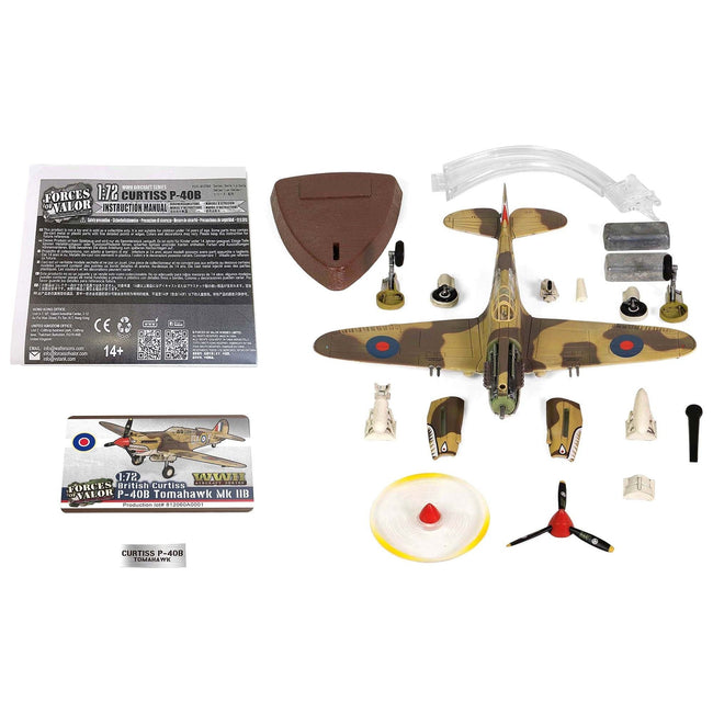 Curtiss P - 40B Tomahawk MK IIB Aircraft Fighter "112 Squadron (Royal Air Force) AK402 GA - F North Africa" (October 1941) "WW2 Aircrafts Series" 1/72 Diecast Model by Forces of Valor - Forces Of Valor - ModelCars.com