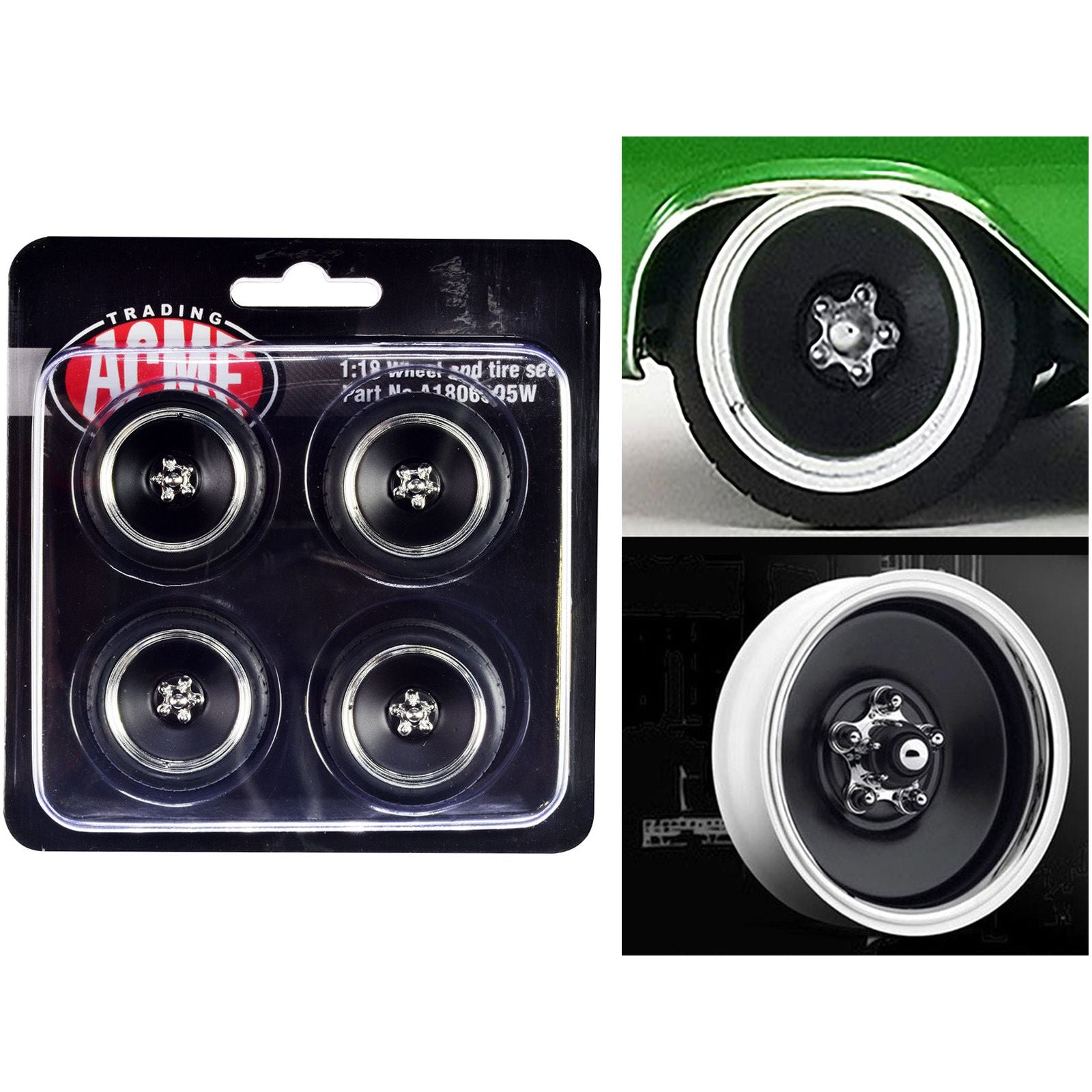 Custom Smoothie Wheel and Tire Set of 4 pieces for 1/18 Scale Models by ACME - Acme - ModelCars.com