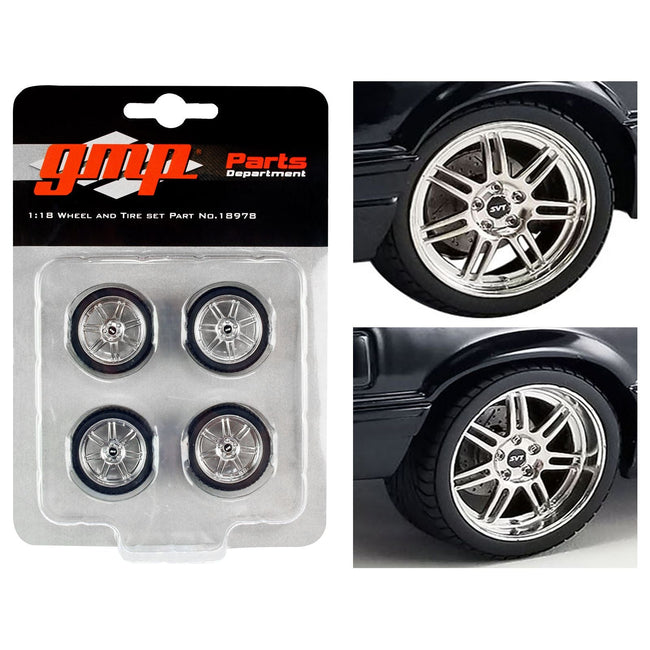 Custom SVT 7 - Spoke Wheel & Tire Set of 4 pieces from "1990 Ford Mustang 5.0 Custom" 1/18 Scale Model by GMP - GMP - ModelCars.com