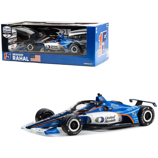 Dallara IndyCar 15 Graham Rahal "United Rentals" Rahal Letterman Lanigan Racing "NTT IndyCar Series" (2023) 1/18 Diecast Model Car by Greenlight - Greenlight - ModelCars.com