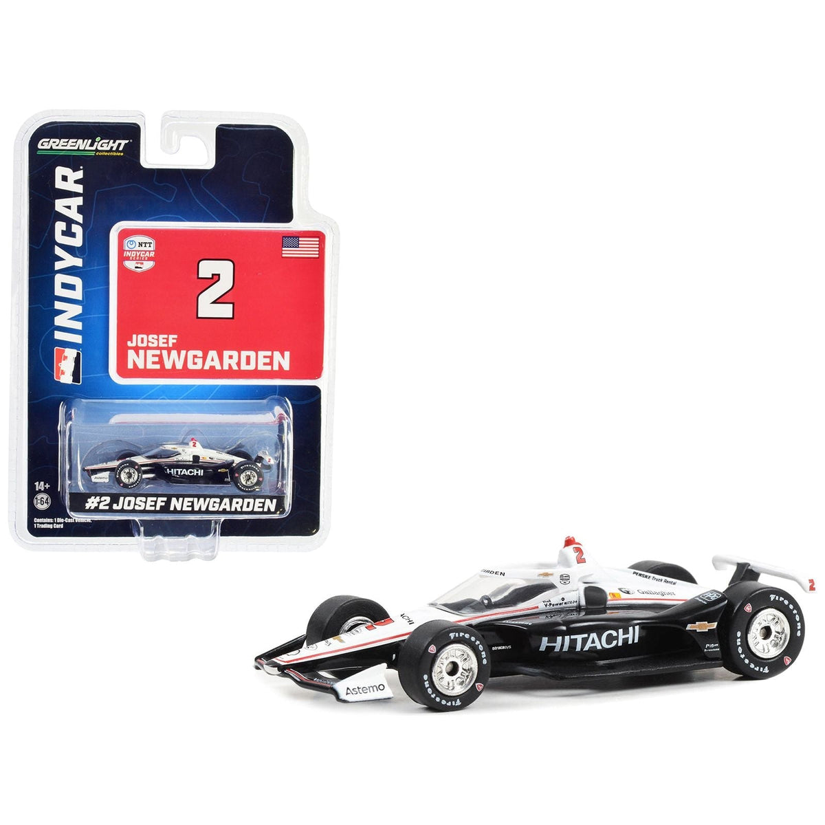 Dallara IndyCar 2 Josef Newgarden "Hitachi" Team Penske "NTT IndyCar Series" (2023) 1/64 Diecast Model Car by Greenlight-Greenlight-ModelCars.com