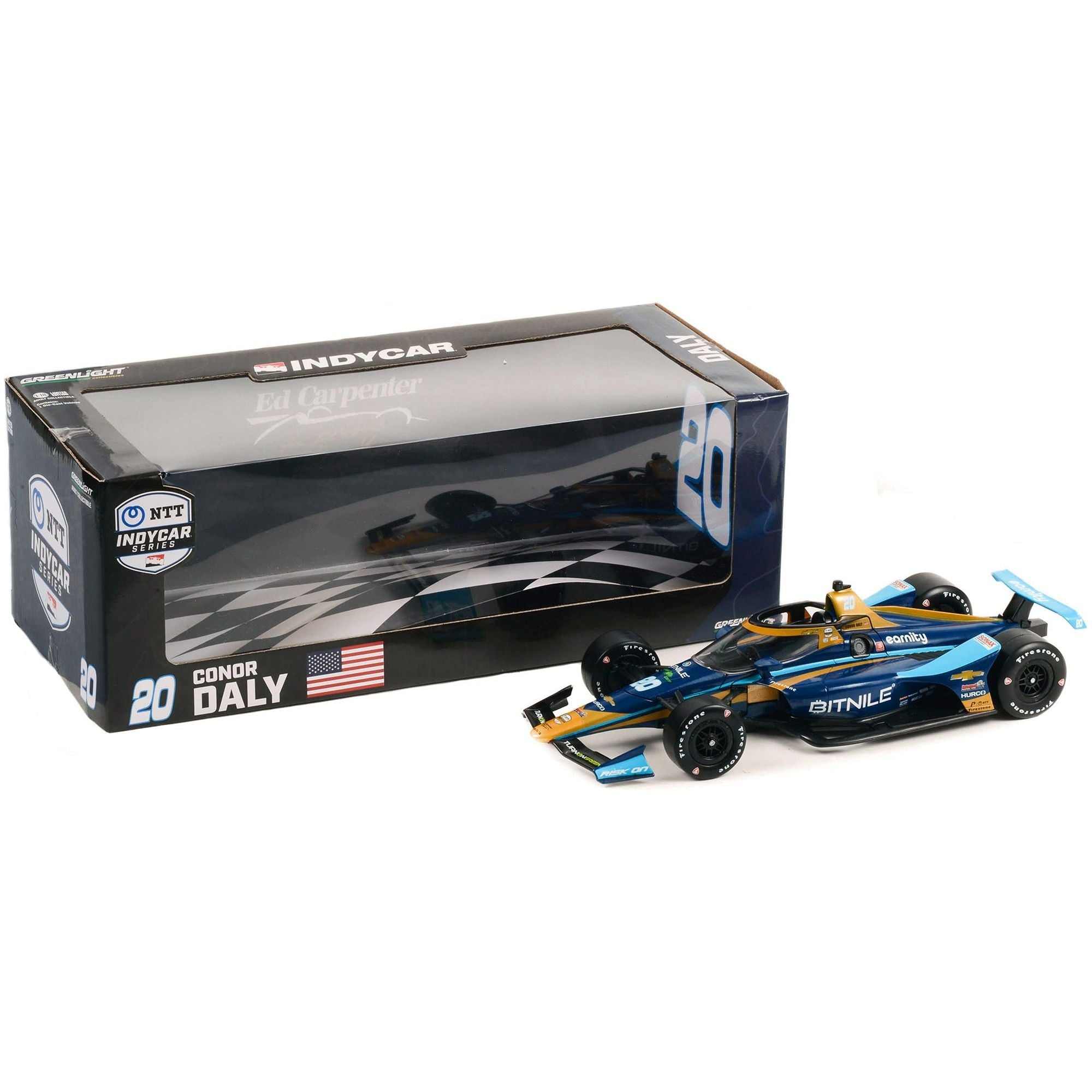 Dallara IndyCar 20 Conor Daly "BitNile" Ed Carpenter Racing "NTT IndyCar Series" (2022) 1/18 Diecast Model Car by Greenlight - Greenlight - ModelCars.com